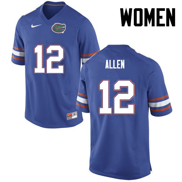 Florida Gators Women #12 Jake Allen College Football Blue